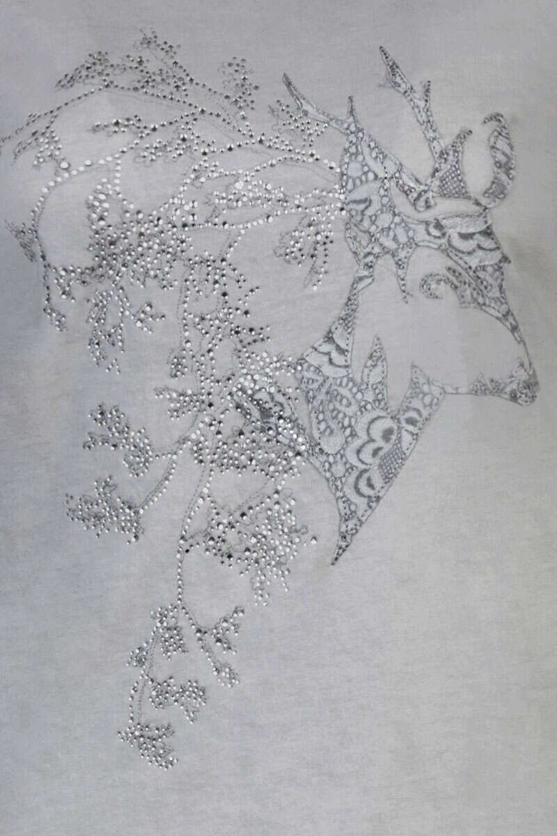 Damen T-Shirt 'Hirschkopf' mittelgrau Bild 2