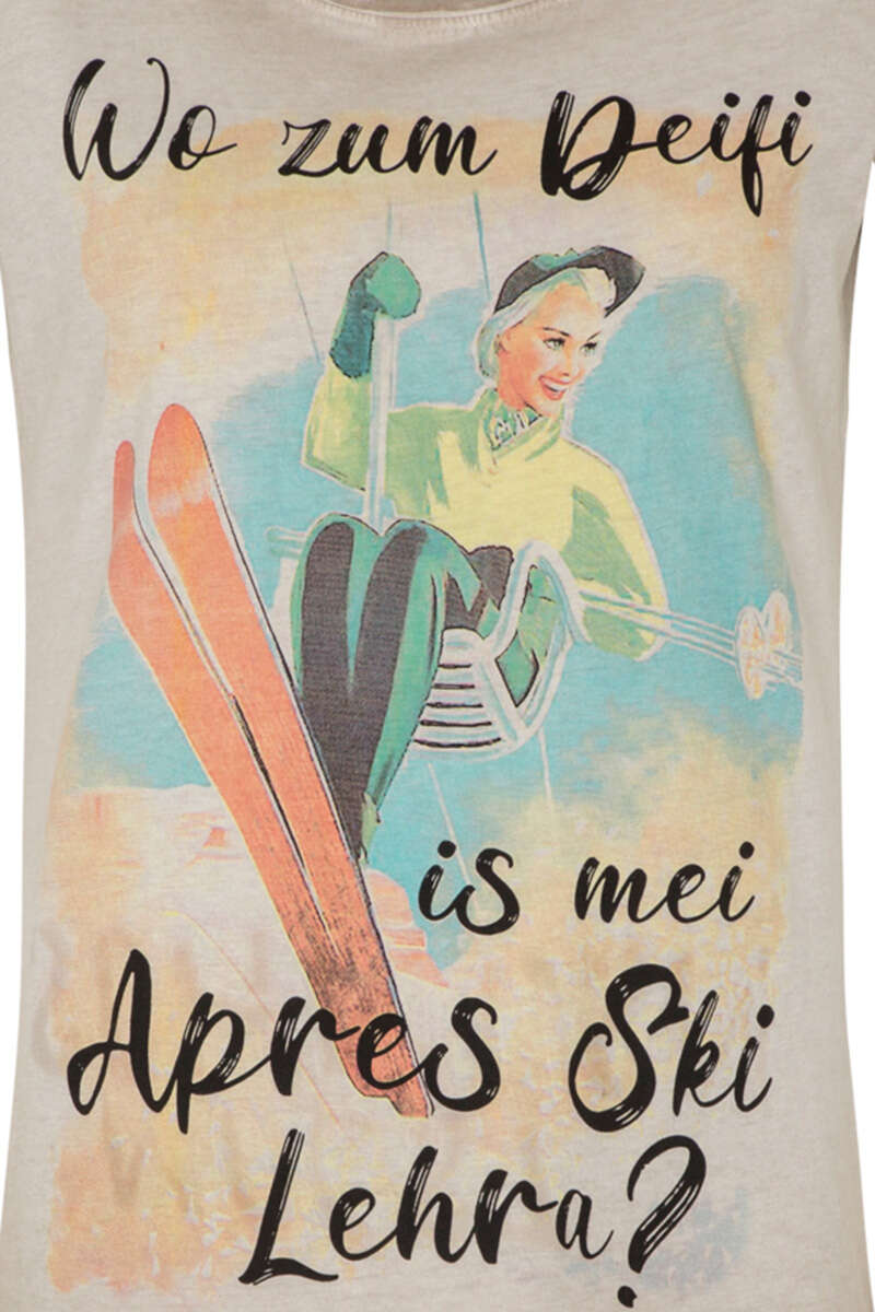 Damen T-Shirt 'Apres Ski' hellgrau-beige Bild 2