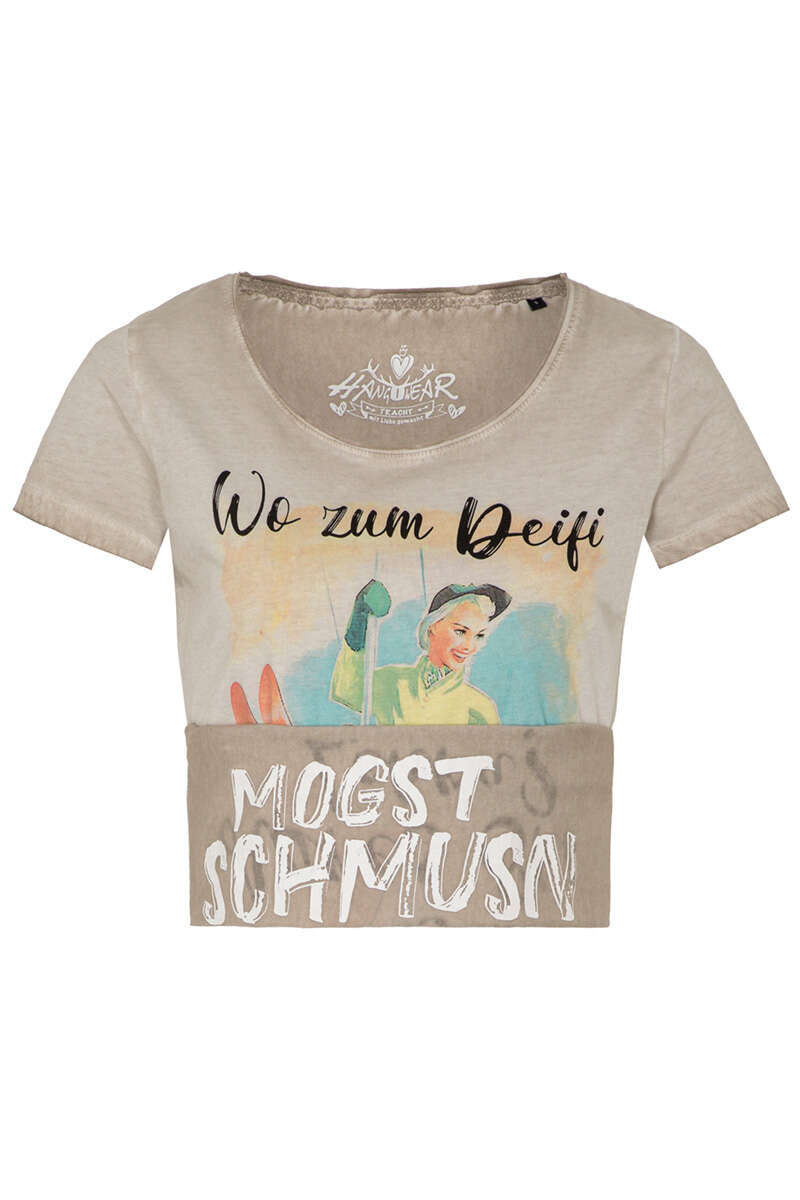 Damen T-Shirt 'Apres Ski' hellgrau-beige Bild 2