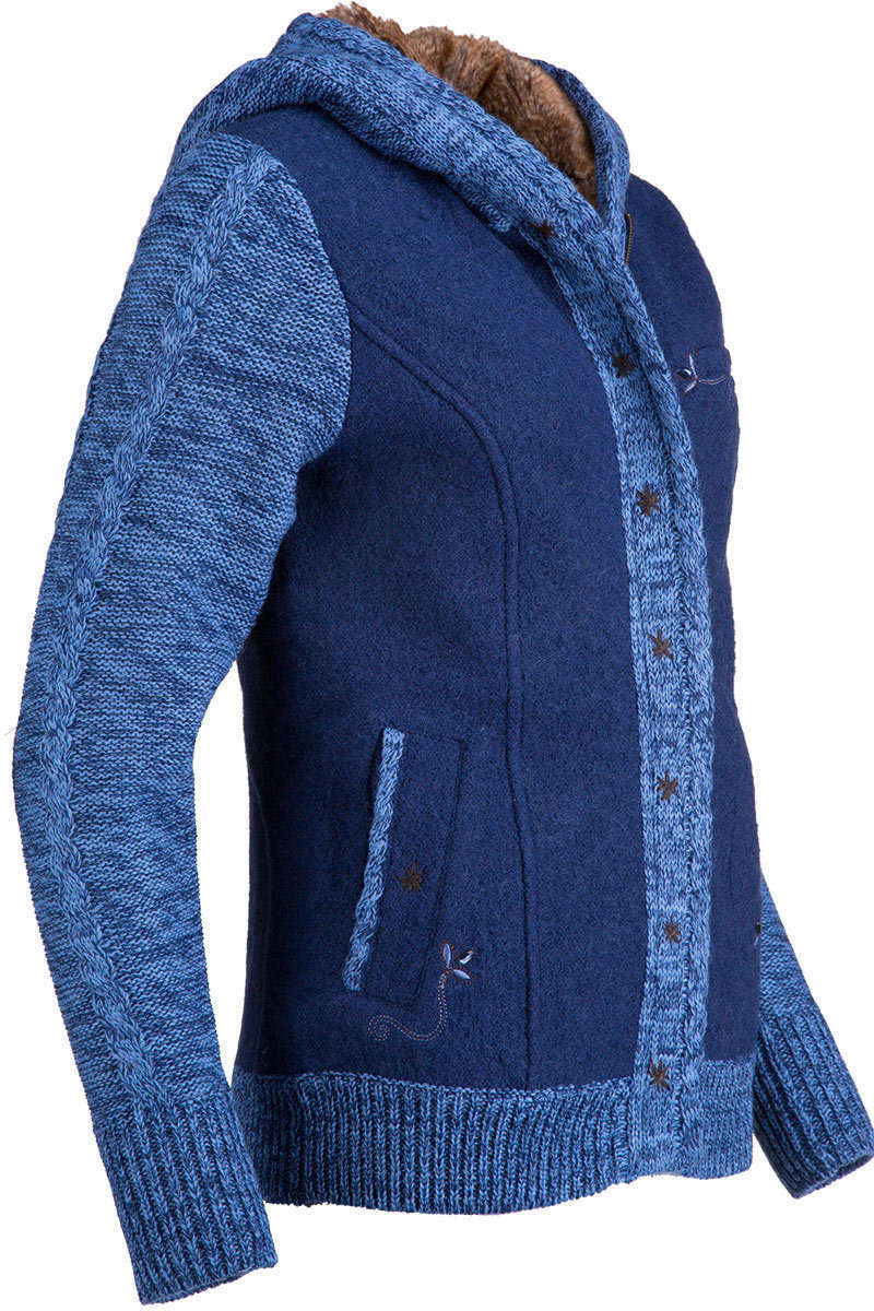 Walk-Strickjacke mit Kapuze 'Ladina' blau Bild 2