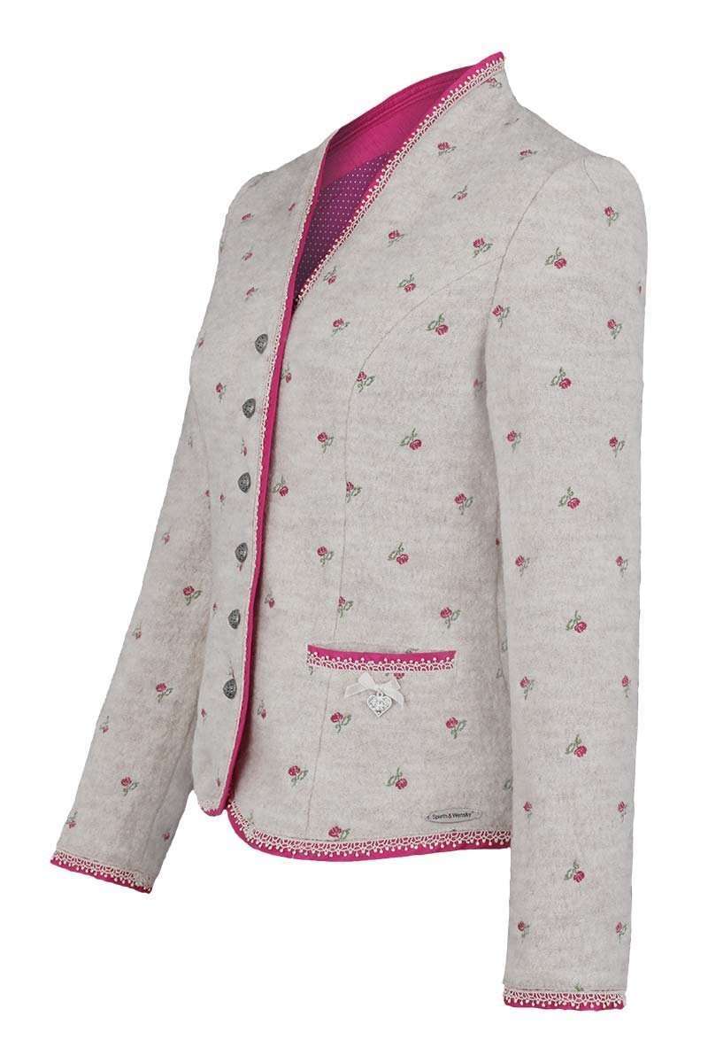 Damenwalkjacke mit Rosenstickerei pink Bild 2