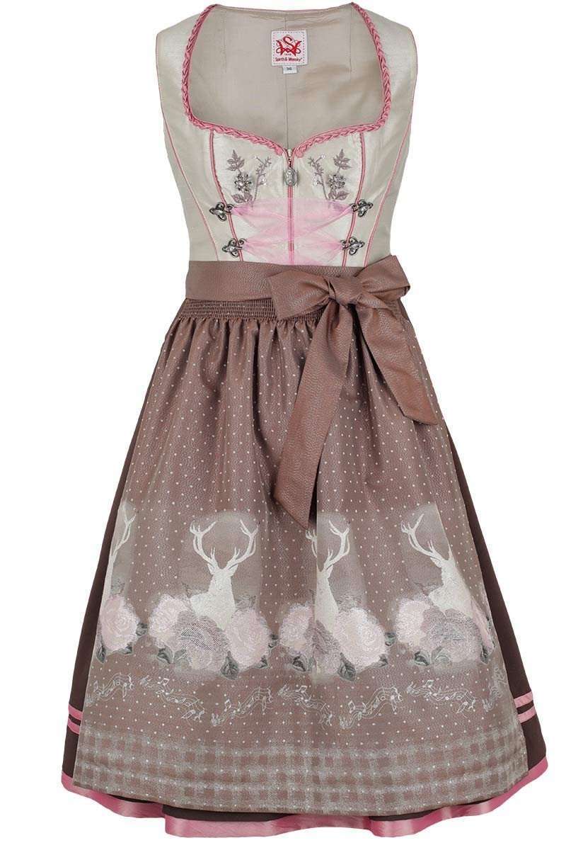 Dirndl kurz beige / nuss / ros