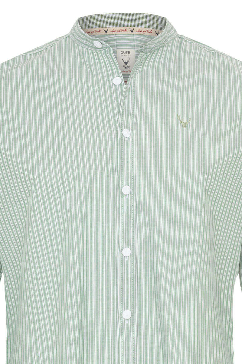 Herren Trachtenhemd slim grün gestreift Bild 2