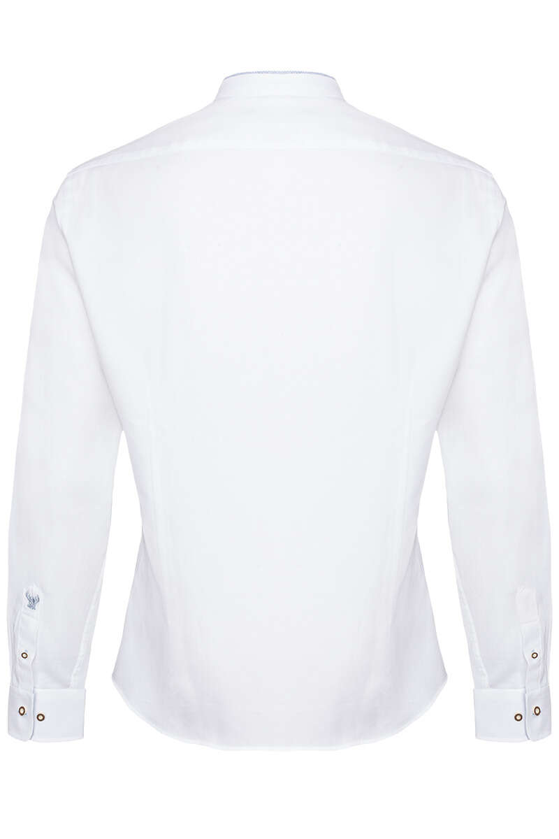 Herren Trachtenhemd Stehkragen weiss grau Bild 2