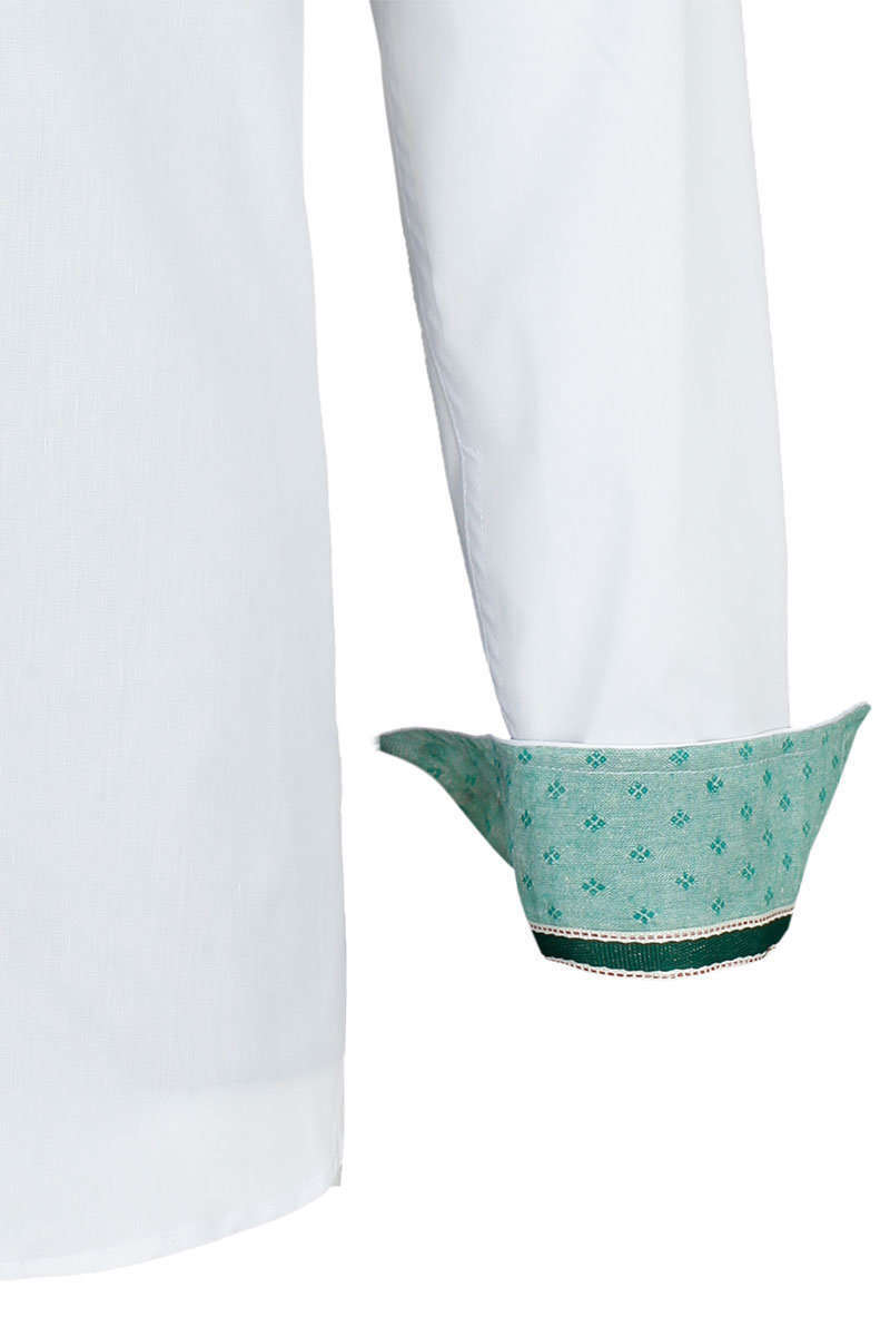Herrenhemd SLIM-Line weiß-grün Perlmutknöpfe Bild 2