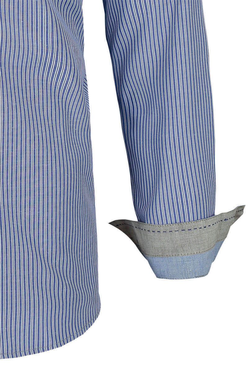 Herrenhemd SLIM-Line weiß blau gestreift Bild 2