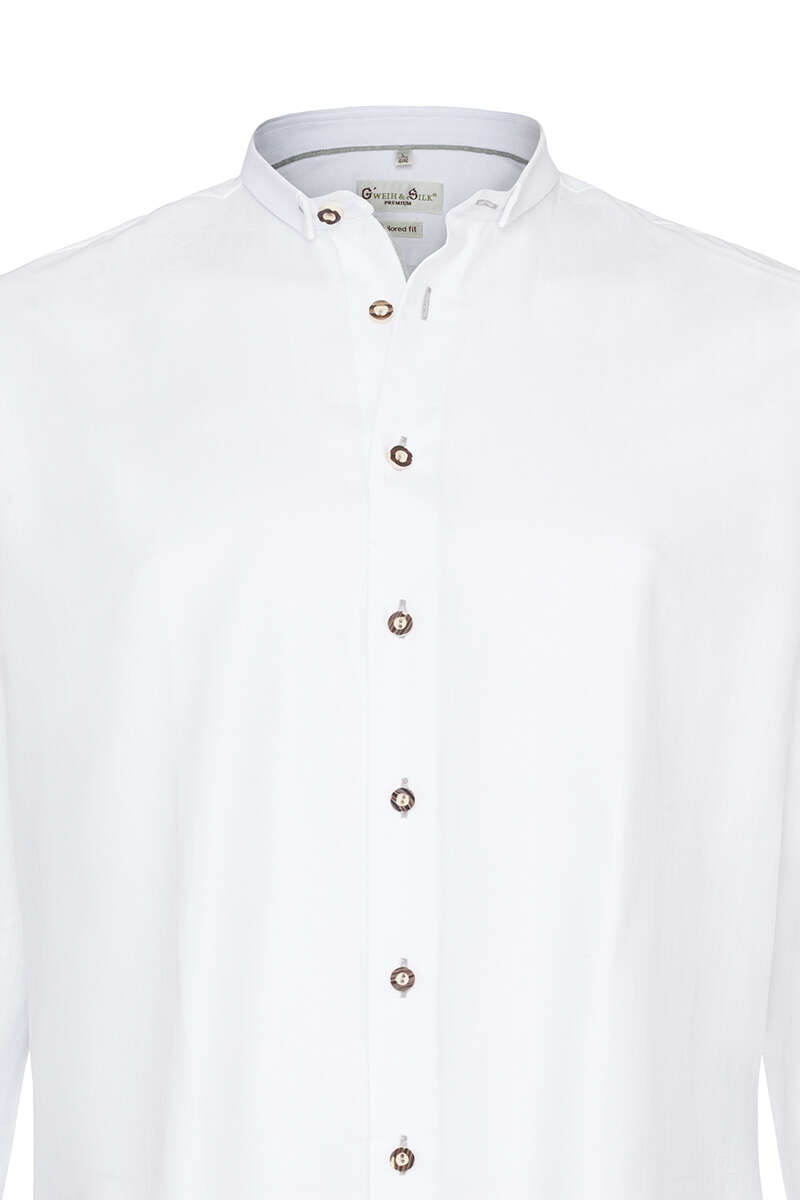 Stehkragen Trachtenhemd tailored fit weiss Bild 2