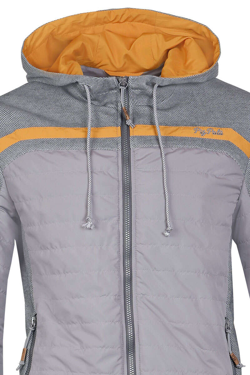 Herren Jacke Outdoor mit Kapuze grau/honig Bild 2