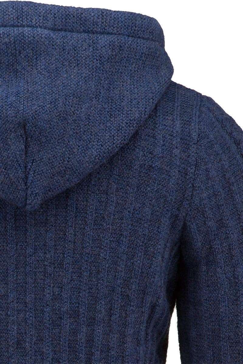 Strickjacke mit Zopfmuster und Kapuze blau Bild 2