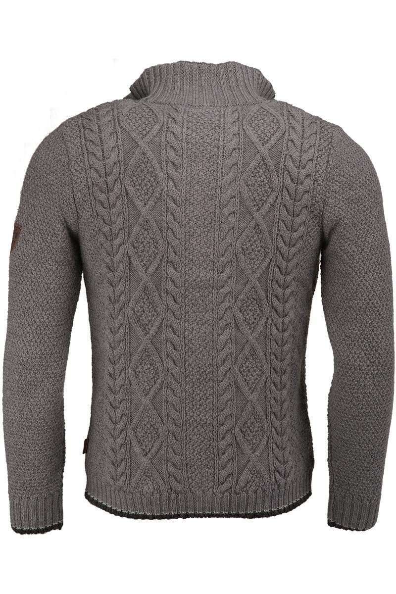 Strickjacke mit Zopfmuster und Stehkragen grau Bild 2