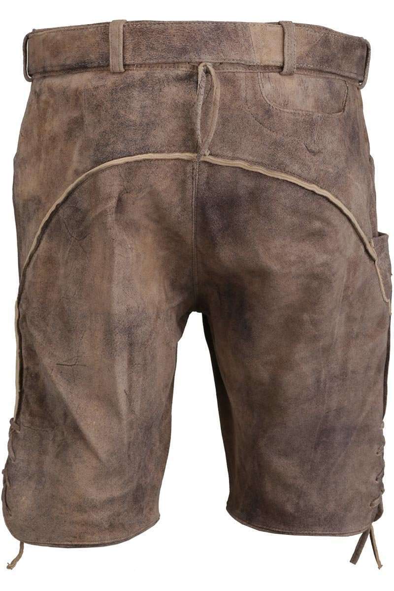 Kurze Lederhose mit Grtel und Lederapplikationen hellbraun Bild 2