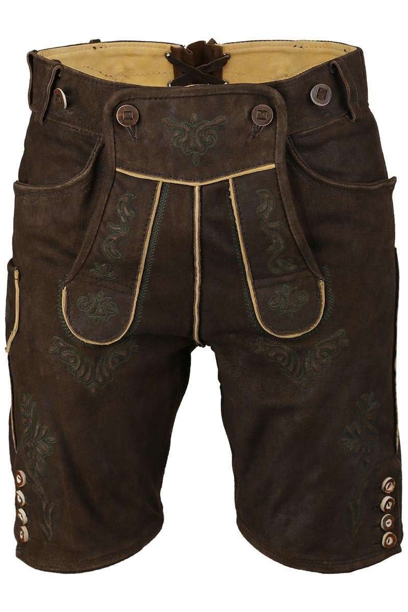 Kurze Lederhose mit Stegtrger mittelbraun-tanne Bild 2