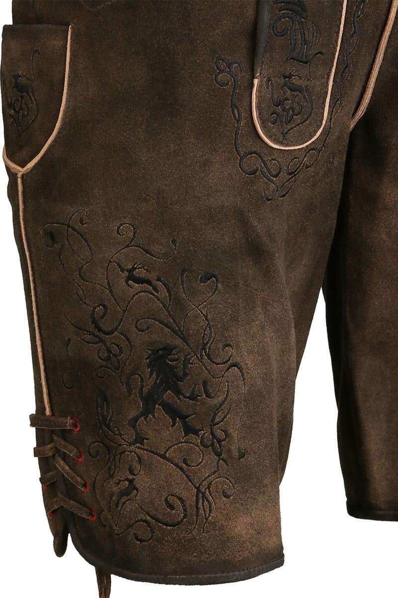 Kurze Lederhose mit Grtel und schwarzer Stickerei Bild 2