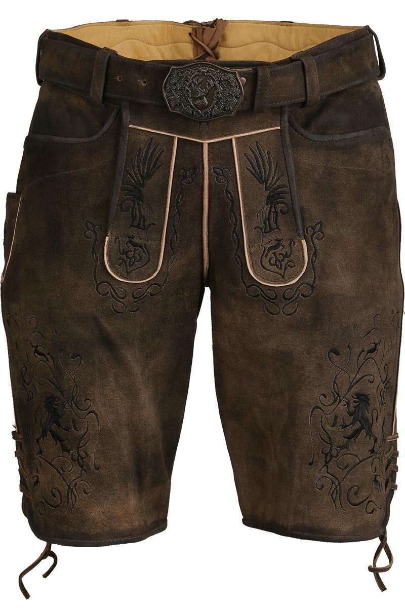 Kurze Lederhose mit Grtel und schwarzer Stickerei Bild 2