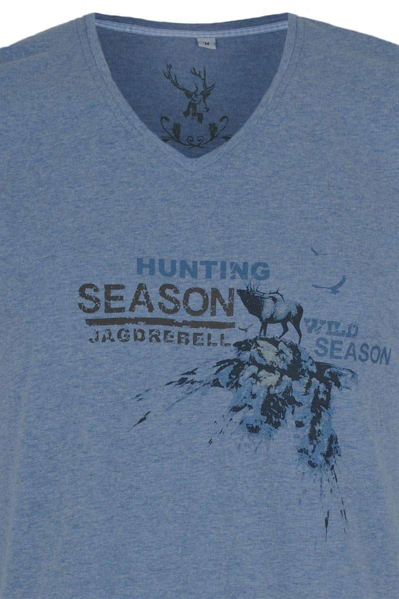 T-Shirt V-Ausschnitt Jagdrebell blau Bild 2