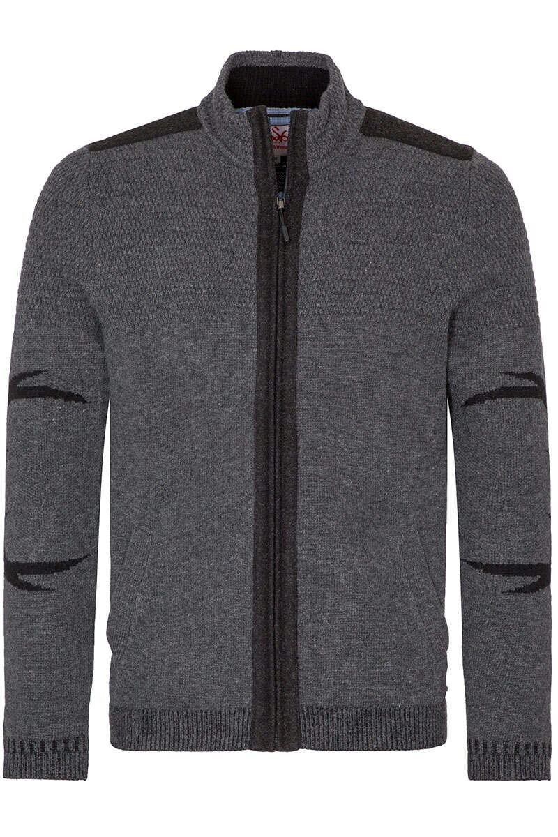 Herren Strickjacke sportiv mit Reiverschluss anthrazit