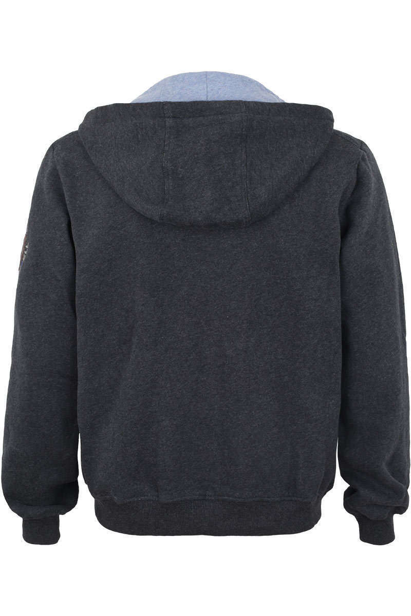 Trachten Sweatjacke mit Kapuze Jagdrebell anthrazit-blau Bild 2