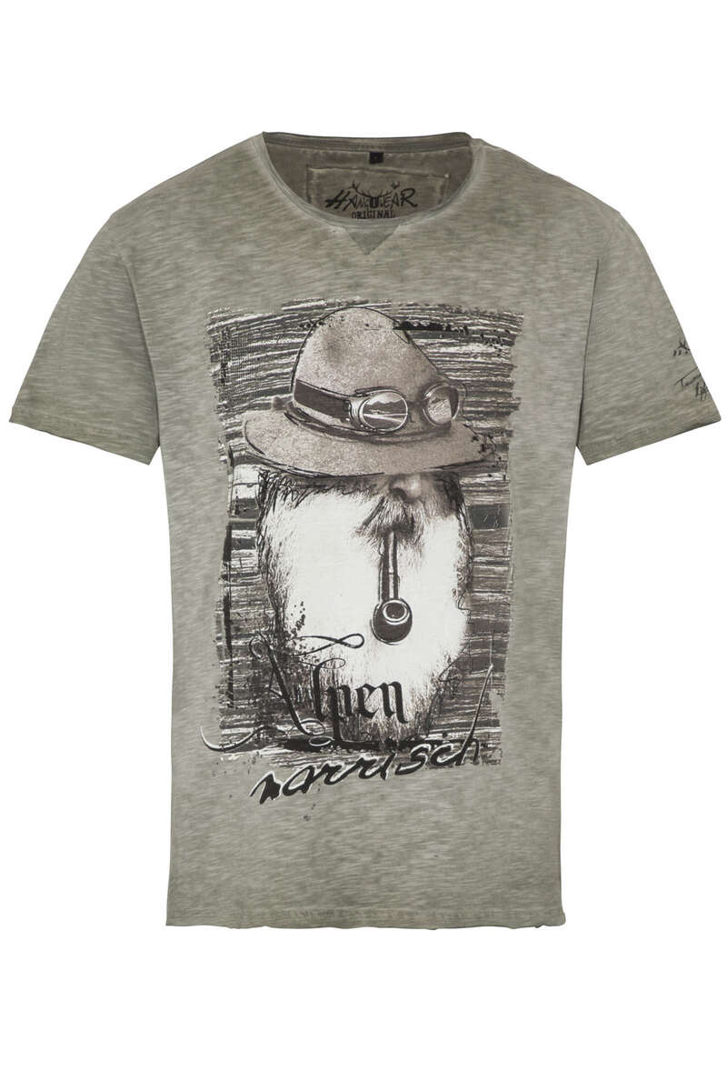 Herren T-Shirt 'Alpen narrisch' oliv