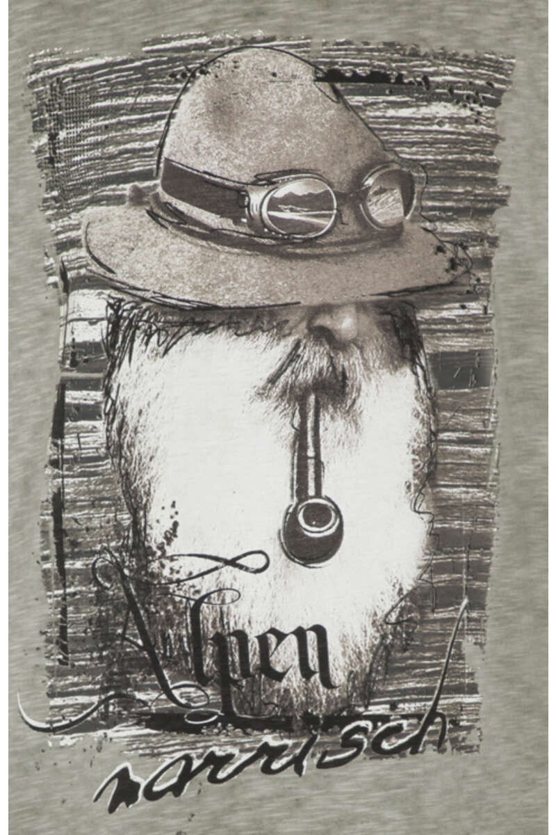 Herren T-Shirt 'Alpen narrisch' oliv Bild 2