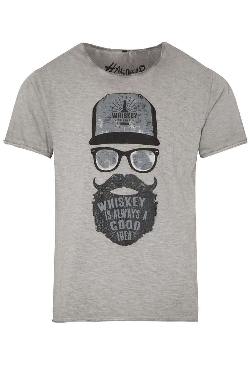 Herren T-Shirt 'WHISKEY HIPSTER' grau