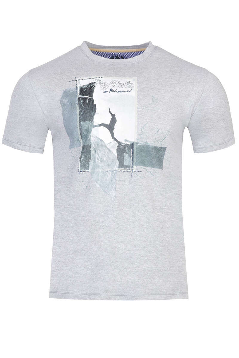 Herren T-Shirt 'Bergsteiger' kiesel-hellgrau