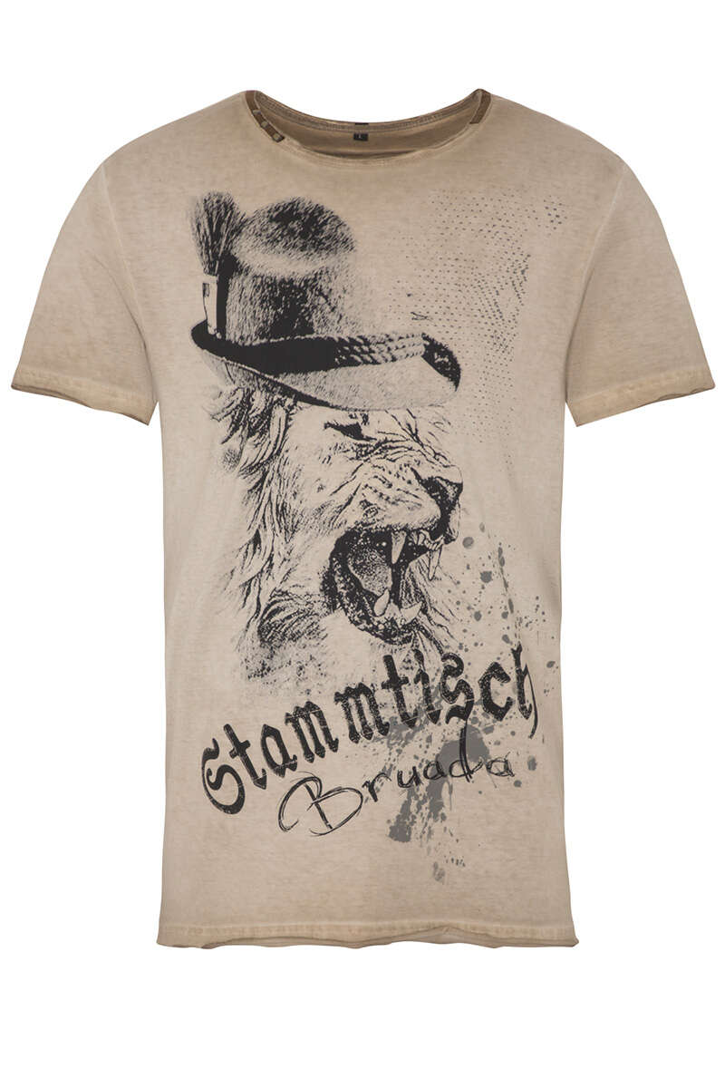 Herren T-Shirt 'Stammtisch Bruada' beige