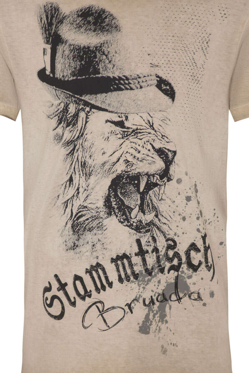 Herren T-Shirt 'Stammtisch Bruada' beige Bild 2