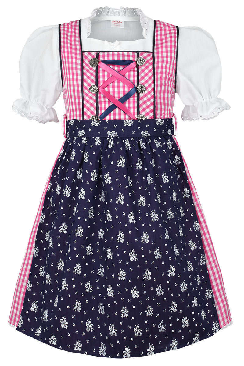 Kinderdirndl pink blau mit Bluse