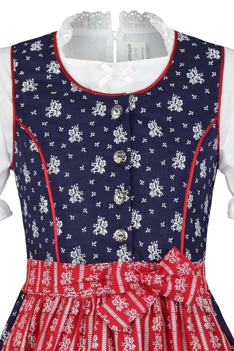 Kinderdirndl geblmt blau rot mit Bluse Bild 2