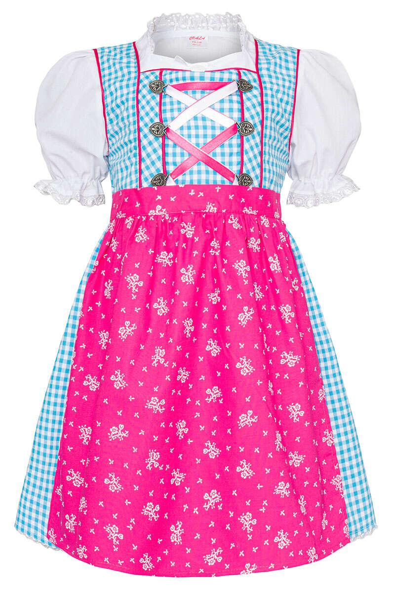 Kinderdirndl trkis pink mit Bluse