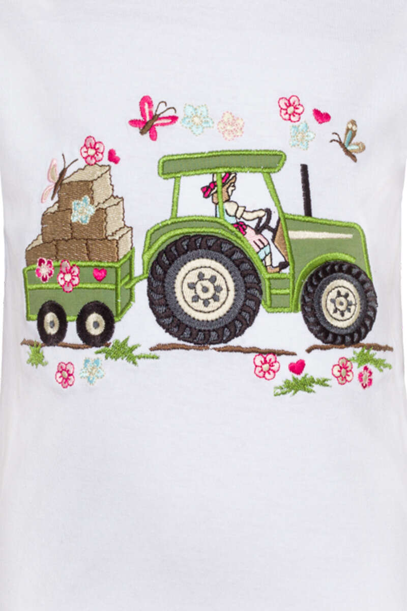 Baby Kinder T-Shirt Traktorfahrerin wei Bild 2