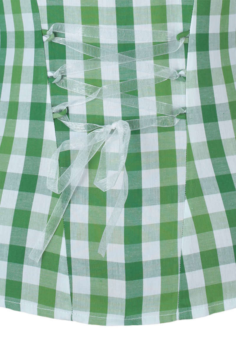 Trachten Miederbluse weiß-grün kariert 'Hermine' Bild 2