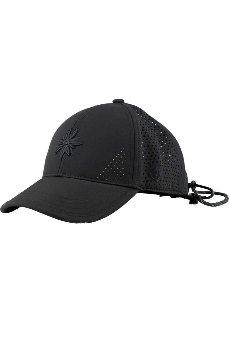 Unisex Cap mit Edelwei-Design fr Outdoor und Sport schwarz