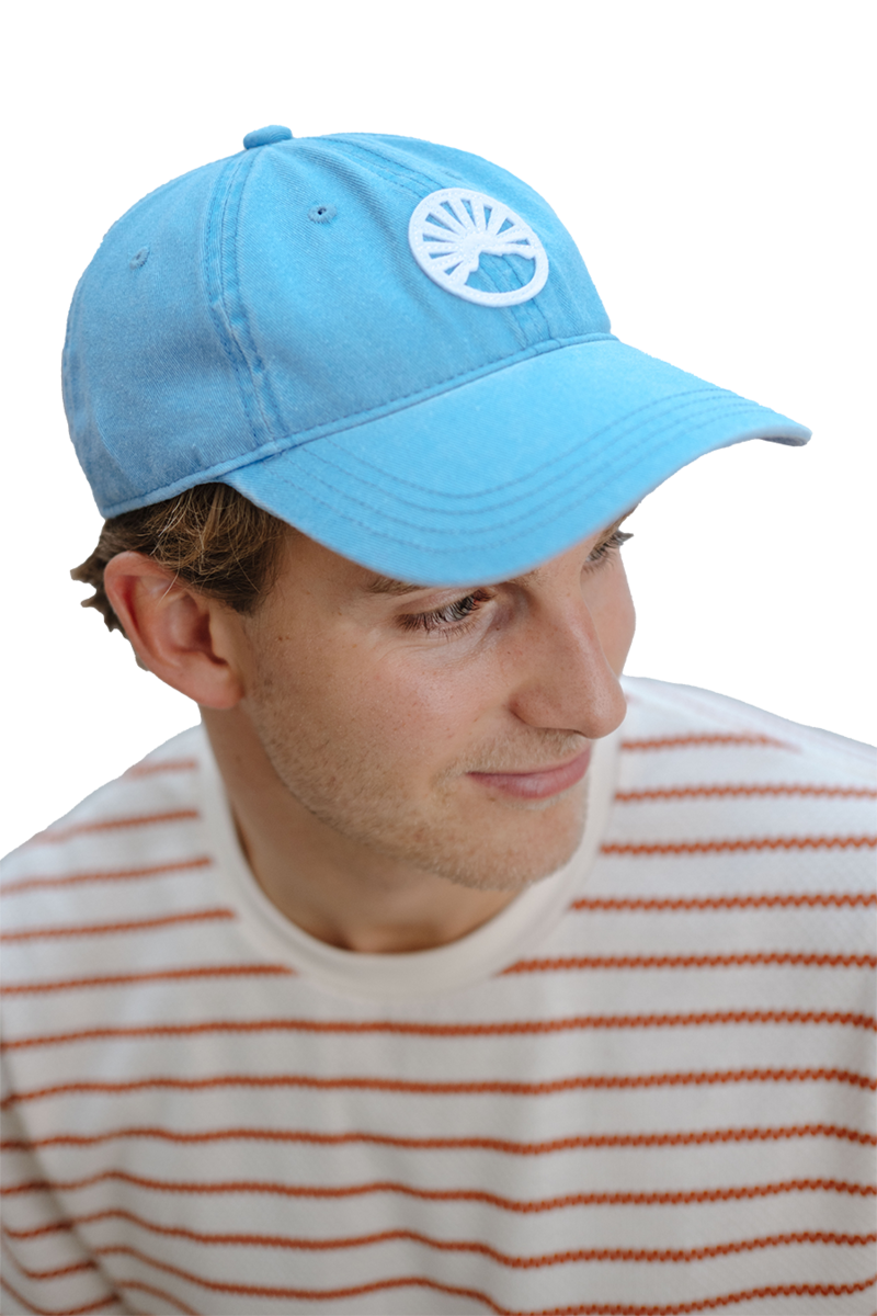 Unisex Cap mit Gipfelstrmer-Design im Denim-Look hellblau Bild 2