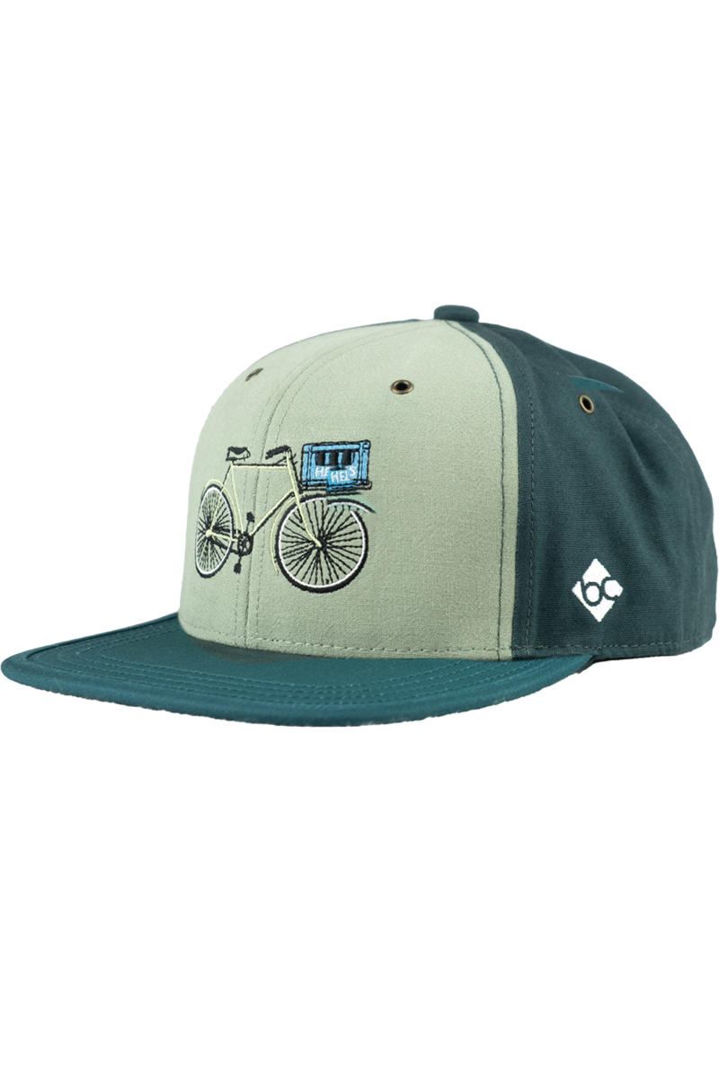 Unisex Cap 'Expresslieferdienst' aus Baumwolle und Leinen dunkelgrn