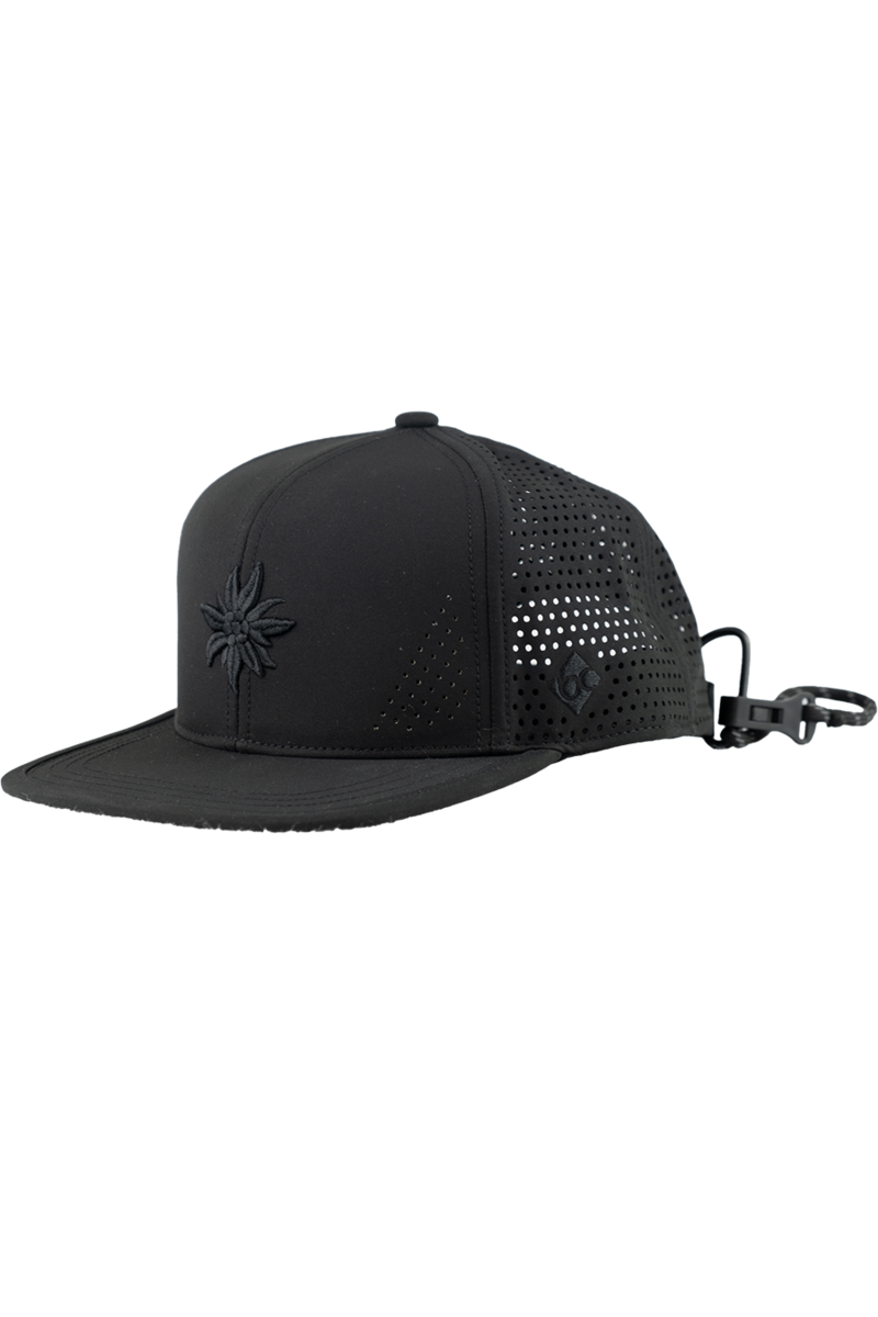 Unisex Cap mit Edelwei-Design und Sportfunktion schwarz