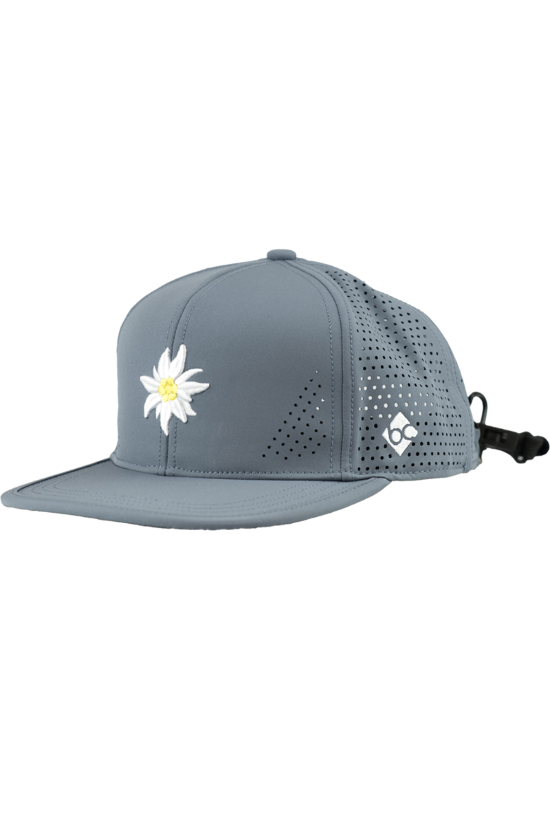 Unisex Cap mit Edelwei-Design und Sportfunktion graublau