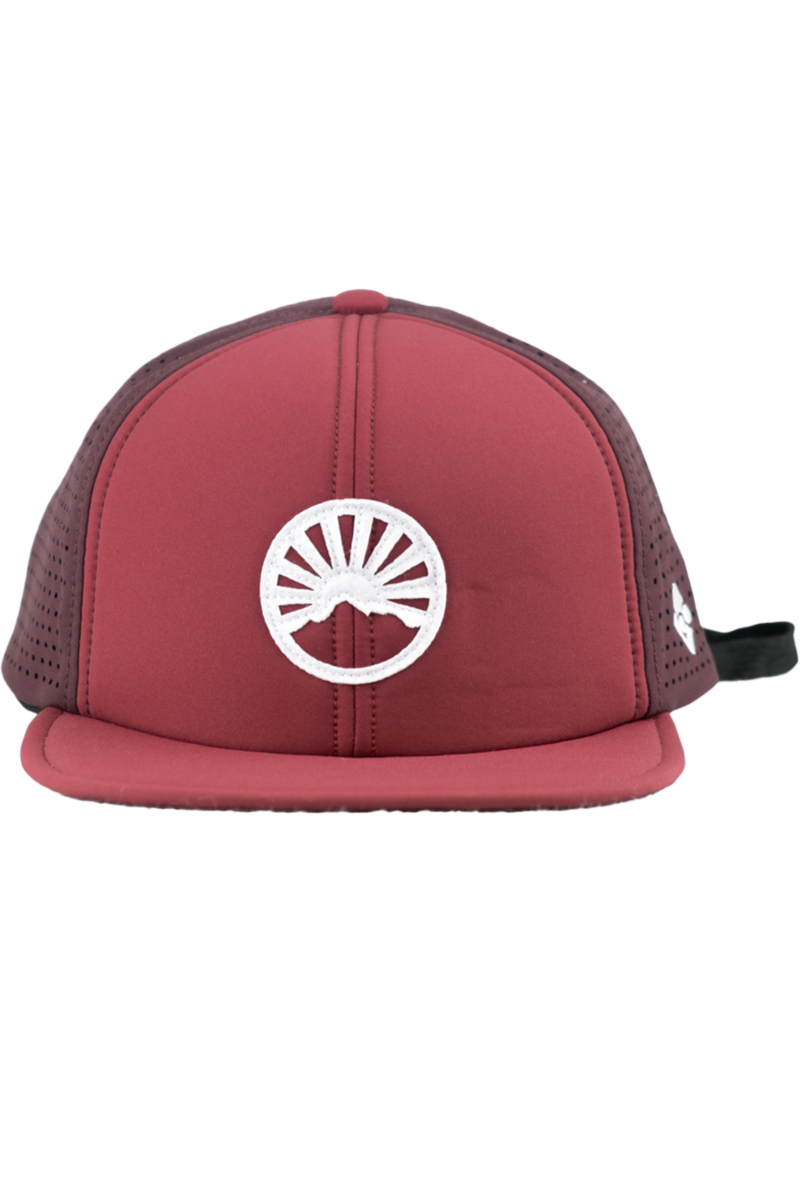 Unisex Cap mit Gipfelstrmer-Design und Quetschfunktion dunkelrot Bild 2