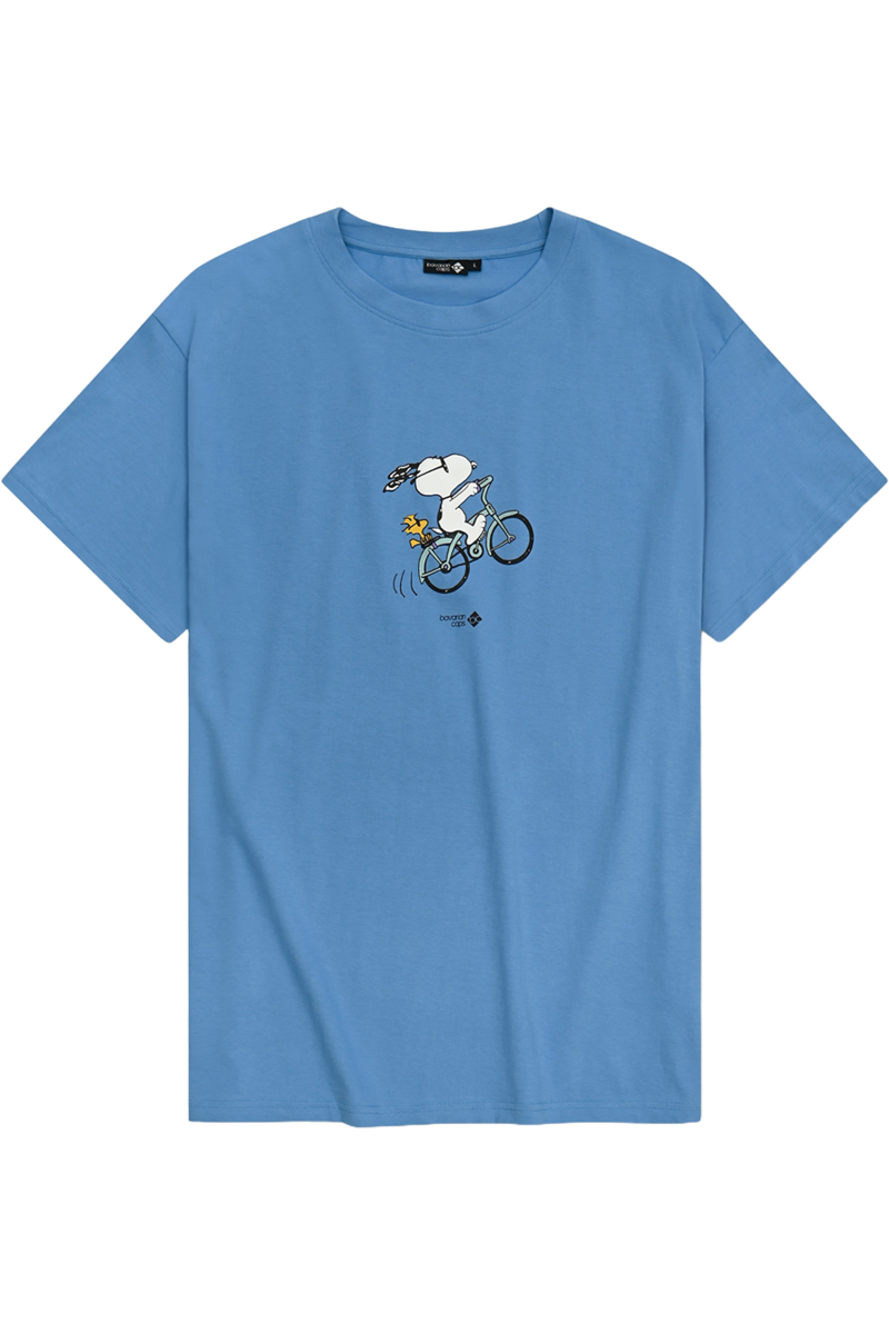 Herren T-Shirt mit Druck 'Peanuts Radln' blau