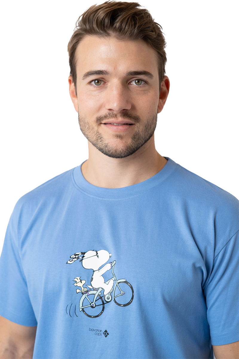Herren T-Shirt mit Druck 'Peanuts Radln' blau Bild 2