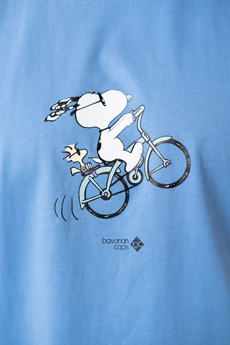 Herren T-Shirt mit Druck 'Peanuts Radln' blau Bild 2