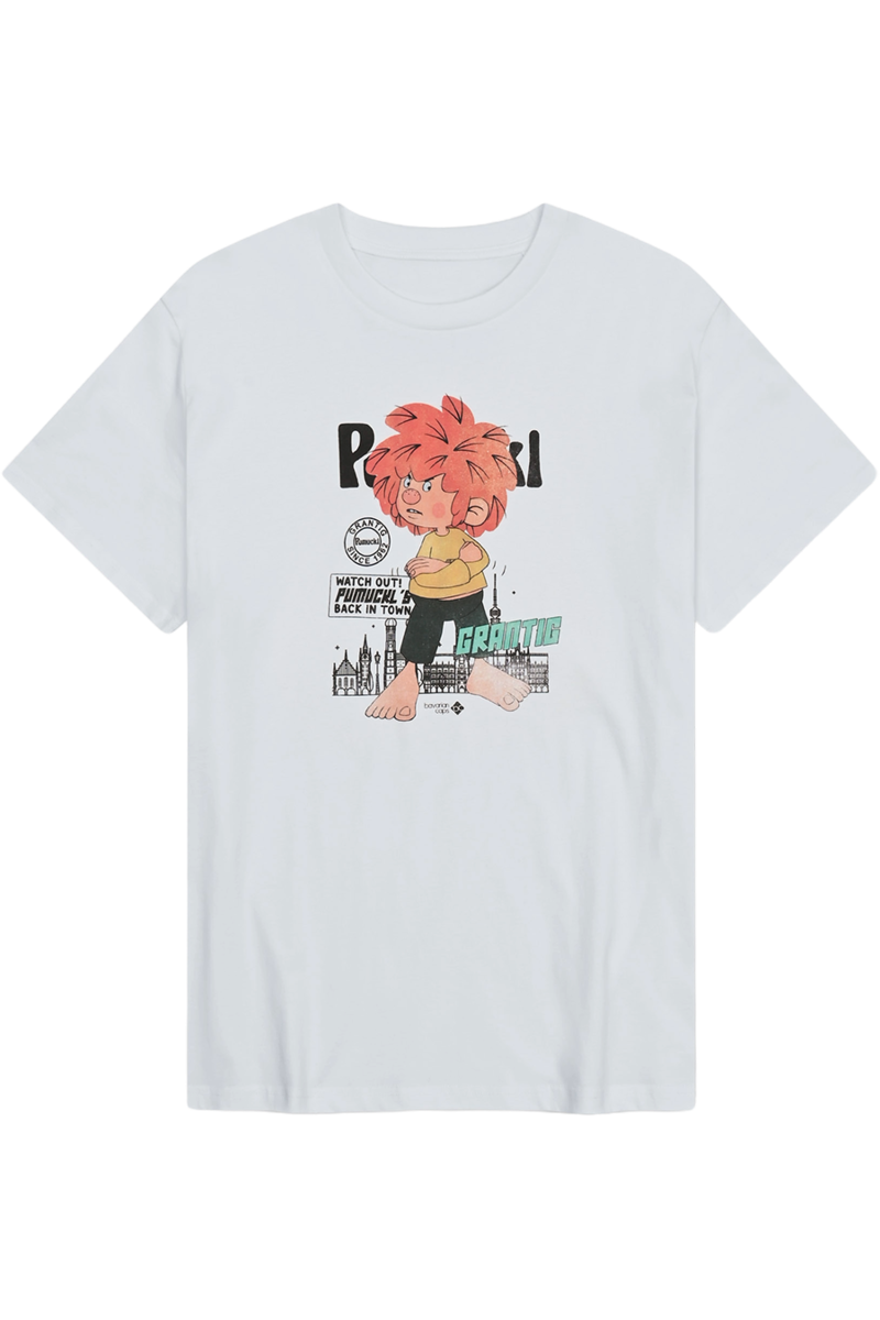 Herren T-Shirt mit Druck 'Pumuckls back in town' wei