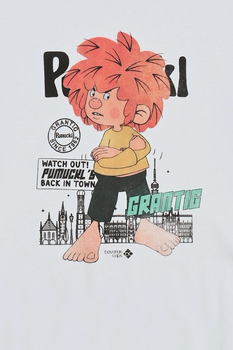 Herren T-Shirt mit Druck 'Pumuckls back in town' wei Bild 2