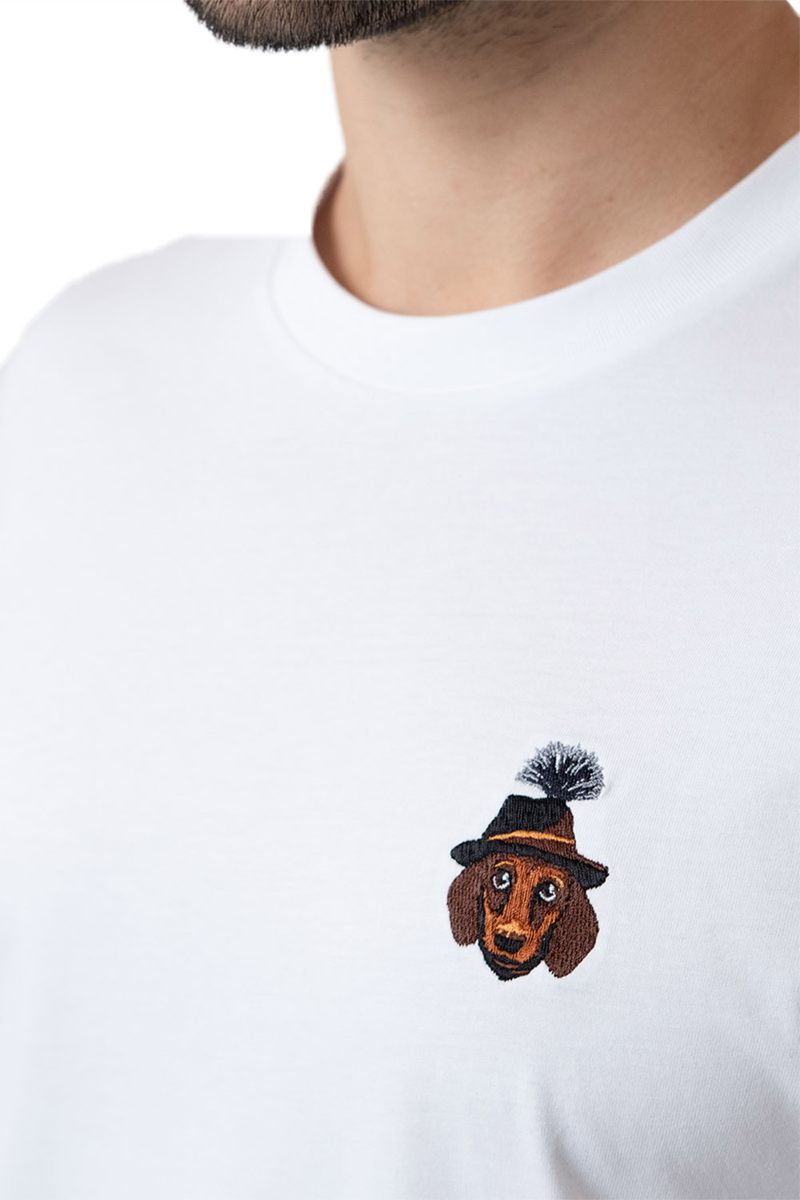 Herren T-Shirt mit Dackel 'Monsieur Waldi' wei Bild 2