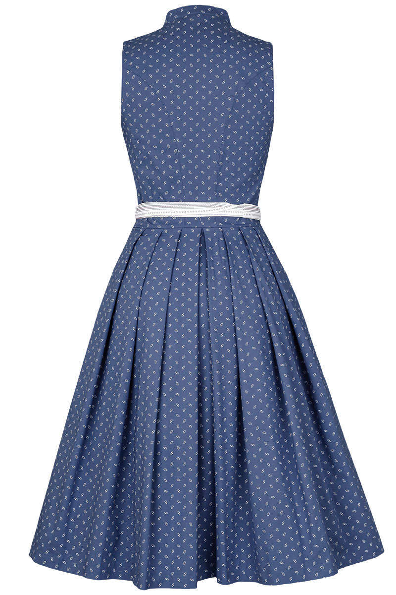 Waschdirndl hochgeschlossen Stretch blau wei Bild 2