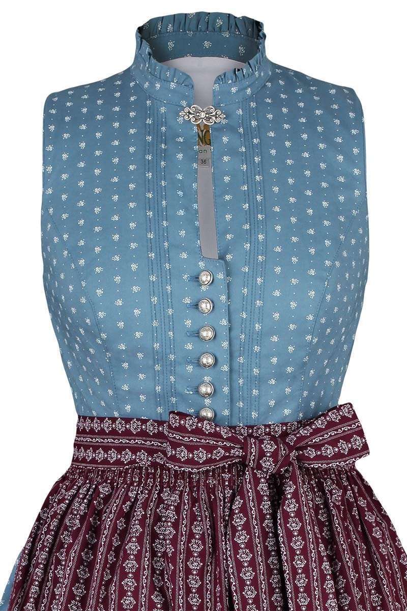 Stretch-Dirndl hochgeschlossen taubenblau Bild 2