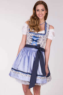 Mini Dirndl Blumenprint creme blau