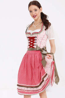 Blumen Dirndl kurz grn rosa