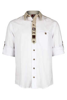 Herren Trachten-Krempelarm-Hemd Weiß