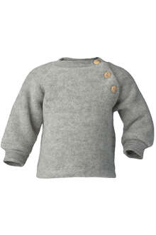 Baby-Pullover mit seitlichen Knöpfen aus Bio Schurwollfleece hellgrau